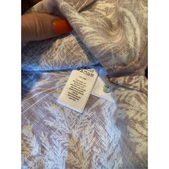 Tahari 100% Linen Button Up Top Tunic Sz 2X Soft Lavender Floral - Picture 6 of 6